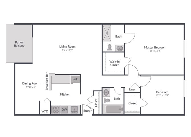 Floor Plan - 2 Bedroom 2 Bath
