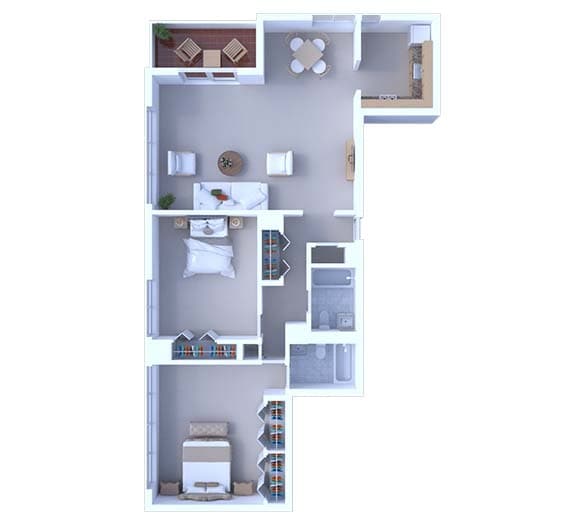 Floor Plan - 2 Bedrooms Floor Plan B2B