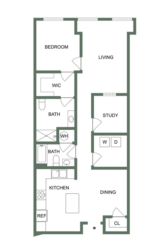 Floor Plan - The Clayton Mill with Study (120)